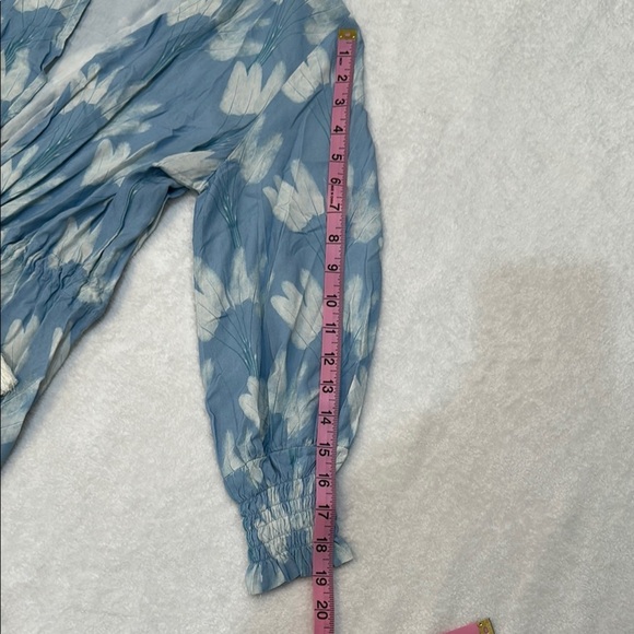 Palmacea Blue and White Floral Swimwear Resort Coverup with Flowing Design - Picture 8 of 15